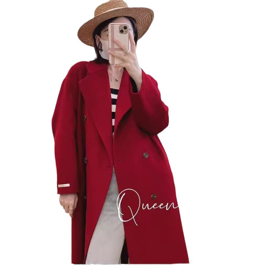 

Новое осенне-зимнее двухстороннее шерстяное пальто длинное свободное повседневное пальто в корейском стиле M