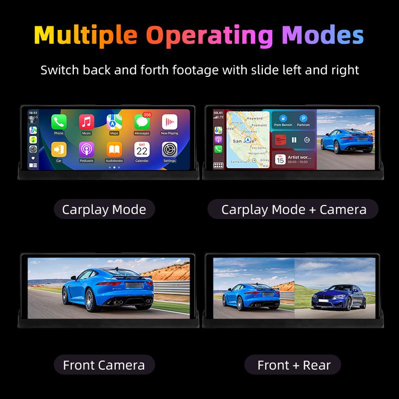 10.26"  Car DVR 4K Camera Wireless Carplay Android Auto Ai Screen Dashboard Dash Cam Dual Len GPS Navigation Video Recorder AUX