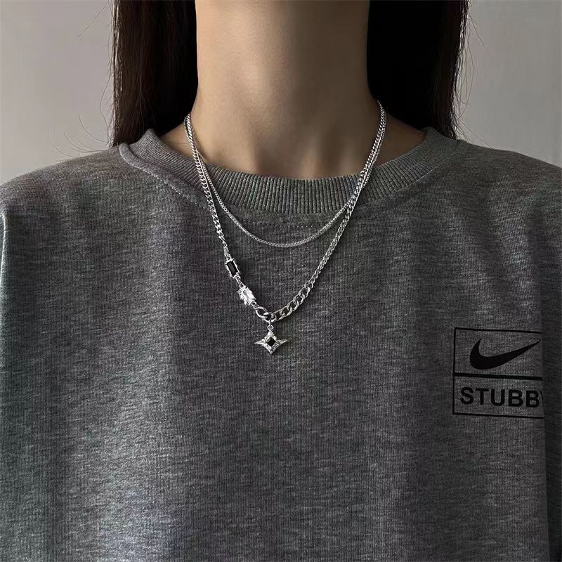 Design Black Zircon Galaxy Mangxing Necklace Women'S Light Luxury Hip Hop Sweet Cool Jewelry Tide Cool Accessories