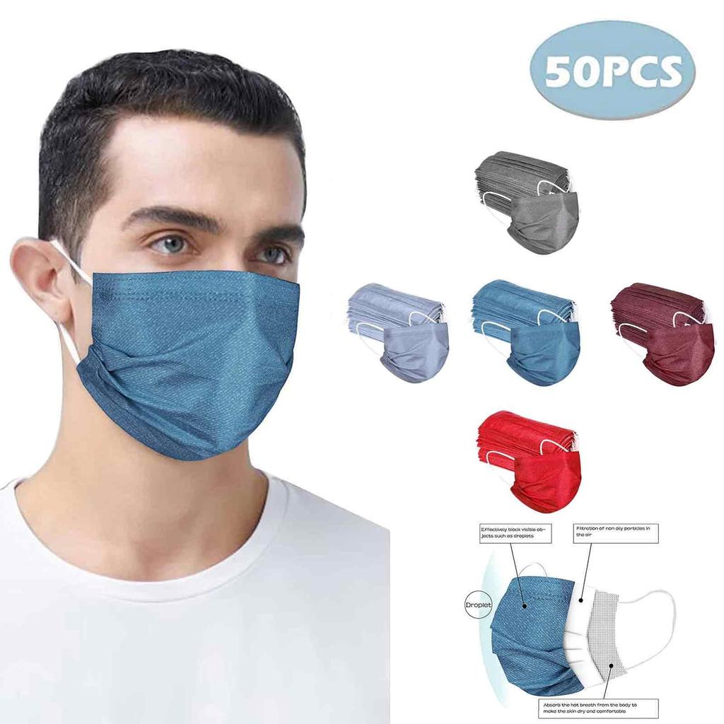 50PCS Disposable Mask 3-Layer Non-Woven Protective Breathable Mask