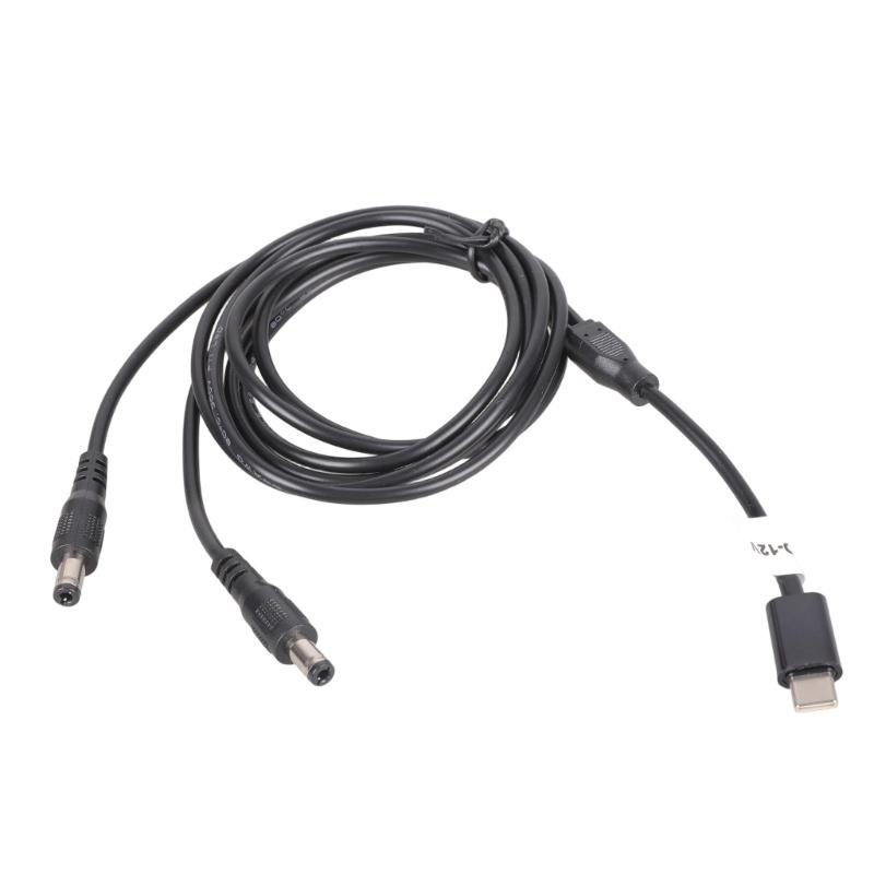 

USB C к двойному 5.5x2.5мм Зарядный кабель 12В 3А Шнур питания Пластиковая текстура для Роутера, Динамика, Светодиодной ленты, Вентилятора, Камеры 1