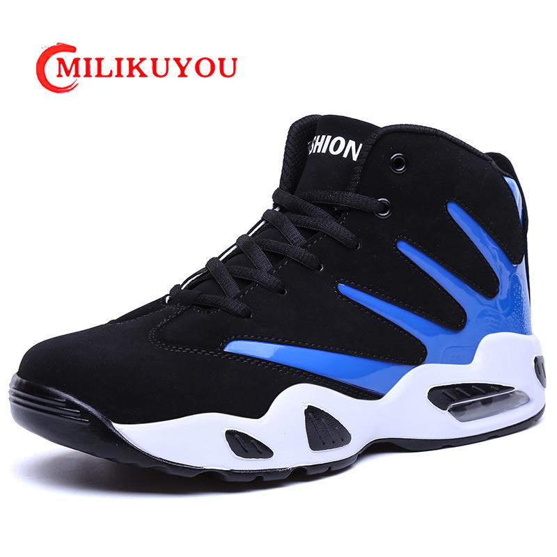 

Men Sneakers Women Brand High Top Male Basketball Shoes Unisex Breathable PU Leather Sports Shoes Couple Trainers Zapatos Hombre 45 чорний білий колір