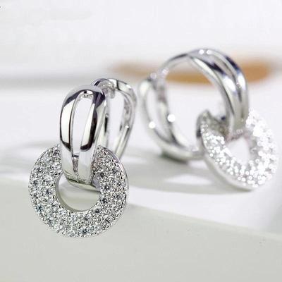 Cao Shi High-End Koreaanse Stijl Dames Zirconia Ronde Oorbellen