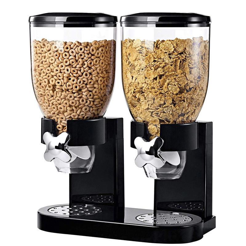 Dual Cereal Dispenser: Moisture & Dust-Proof Storage Jar for Grains & Snacks