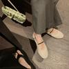 Sheepskin Version~ Soft-faced Round Head, Light Mouth, Thin Word with Mary Jane Shoes, Women's Versatile Flat-soled Summer Soft-soled Grandma Shoes