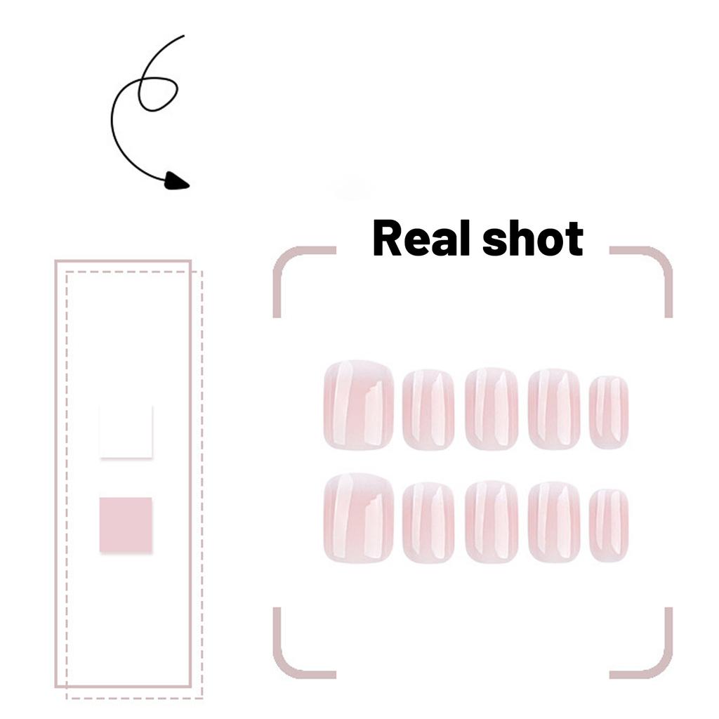 Square Press- Nail Tips, Short Length With Gradient Color, Full Coverage Nude Artificial Nails, Suitable For Women And Girls, 24 Pieces (1ml)