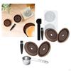 Coffee Discs Accessories, Reusable W/ Aluminum , Silicone, Refillable Lids Spoon Set for
