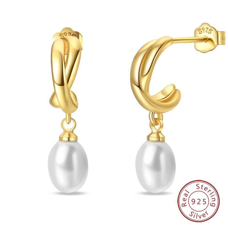 Luxus Goldene Muschel Seestern Perlen Ohrstecker 925 Silber Schmetterling Herzförmige Anhänger Perlenohrringe Für Frauen Party Schmuck