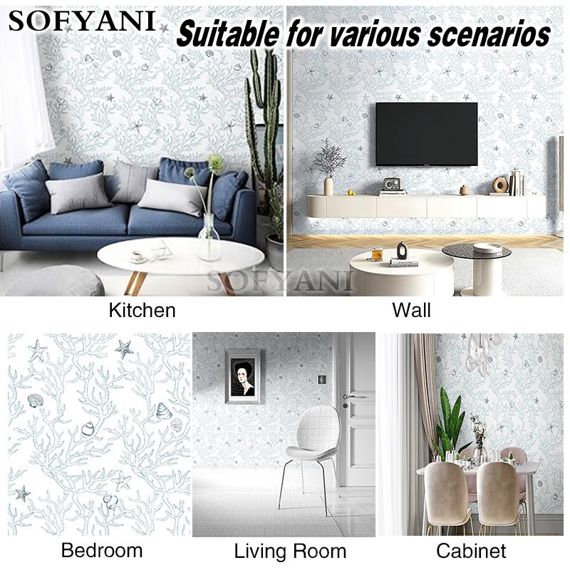 Tapeta z wzorem koralowca pod wodą odklejająca się tapeta bohemska szafka papier kontaktowy sypialnia naklejka samoprzylepna