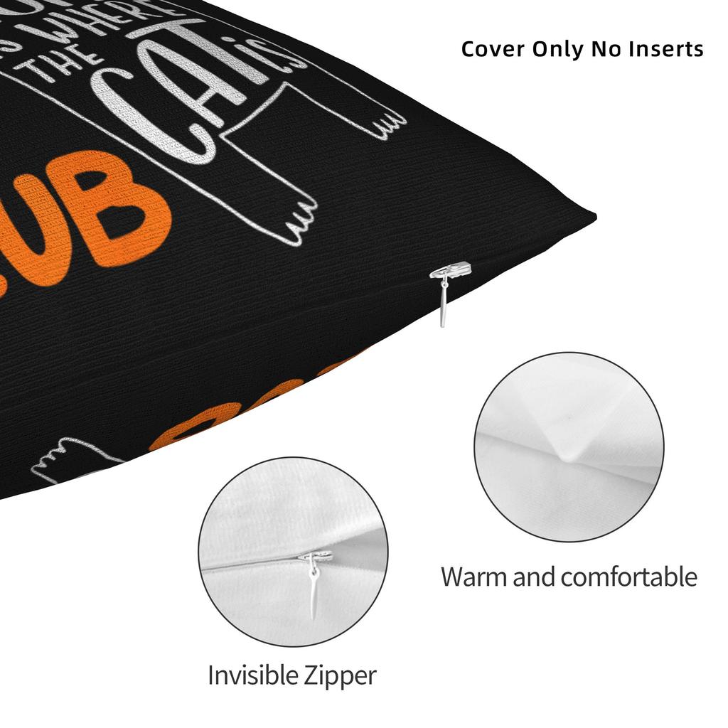 Soft Funny Cat Dad Club Life Pillowcase Polyester Cushion Cover Decorations Father's Day Pet Quote Throw Pillow Case Cover Home