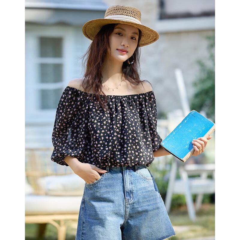 

Demana Women s Summer Floral Square Neck Puff Sleeve Blouse XL