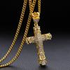 Hip Hop Vintage Cross Pendant Necklace For Men Women Rock Punk Shiny Iced Out Zircon Gold Color Link Neck Chain Jewelry Gifts