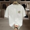 Heavy Cotton Trendy Brand Graffiti Printing Round Neck Short Sleeve Men's Loose Casual Versatile White T-shirt