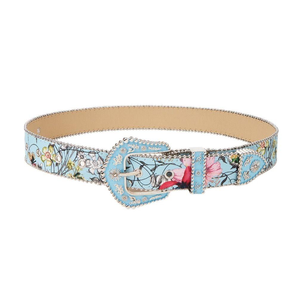 Printed PU Leather Waistband Korean Style Retro Waistband Fashion Floral Belt  Outdoor