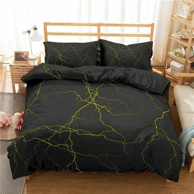 Lightning Bedding Set Natural Phenomenon Black Duvet Cover Set For Bedroom Bed Quilt Cover Corlorful Bedspread