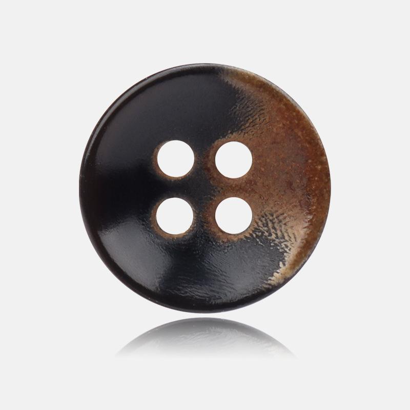 10Pcs Quaint Style, Versatile Coffee Color, Grilled Surface, Round Natural Horn, Small Button Shirt Button, Chiffon Shirt Button.