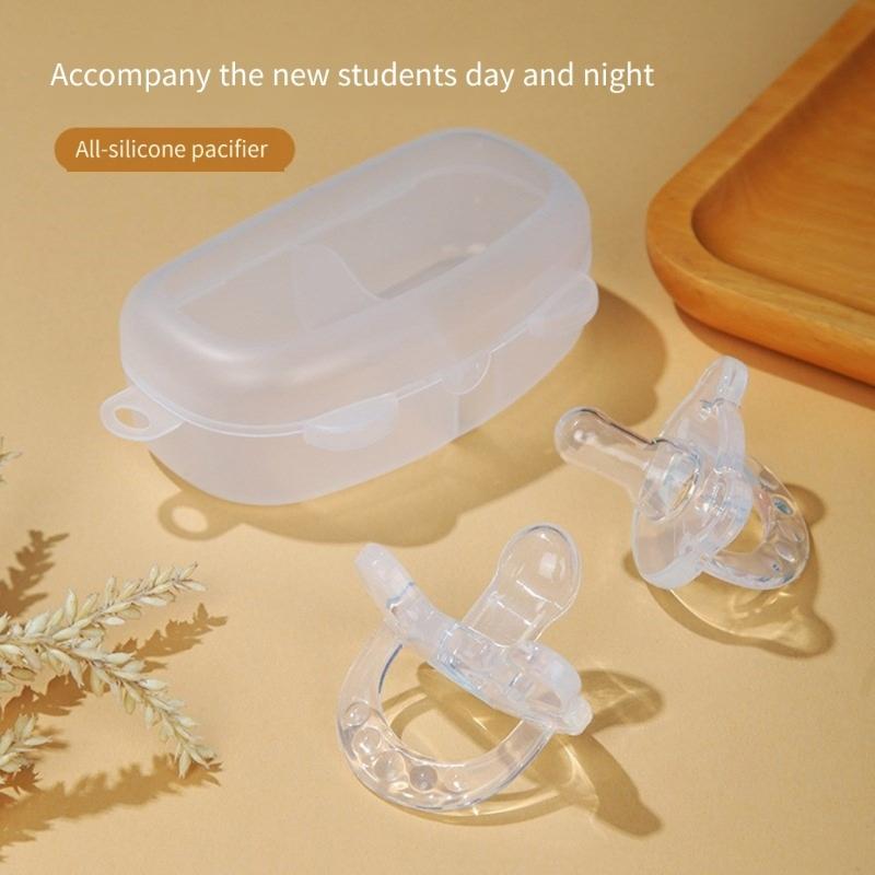 2pcs Infant Soother Soft Silicone Comforting Baby During Weaning Phase for Day And Night Use with Portable Storage Case