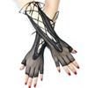 Breathable Girls Black Punk Mesh Lace Women Fishnet Gloves Fingeless Mittens Long Gloves Net Mitten