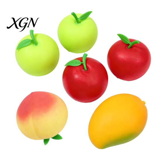 Hand Therapy Ball 6Pcs Fruit Squeeze Toys for Stress Relief Soft TPR Satisfying Fidget Palm Kneading Toy Sensory Cute Colorful Kids Teens Adults