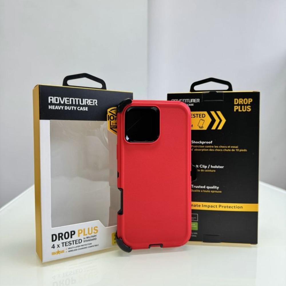 

Outdoor Rugged Defender Phone Case With Belt Clip For iPhone 17 16 15 14 13 12 11 Pro Max Plus 16e Shockproof Cover Box Package iPhone 15 Pro Max червоний