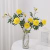 Artificial Marigold 3 Head UV Resistant Fake Silk Flower with Leaves Indoor Outdoor Garden Table Centerpiece Faux Bloom Decoration