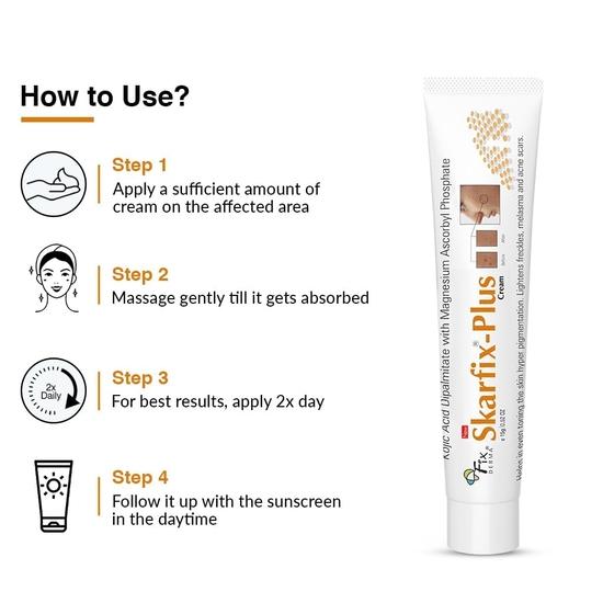 Fixderma 2% Kojic Acid + 1% Arbutin Skarfix-Plus Scar Removal Cream ,Acne Scars Removal Cream | Helps To Reduce Melasma- 15gm (Pack of 2)