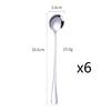 6Pcs Stainless Steel Coffee Tea Stir Spoon Long Handle Ice Cream Dessert Spoons Stainless Steel Tableware Set Kitchen Supplies