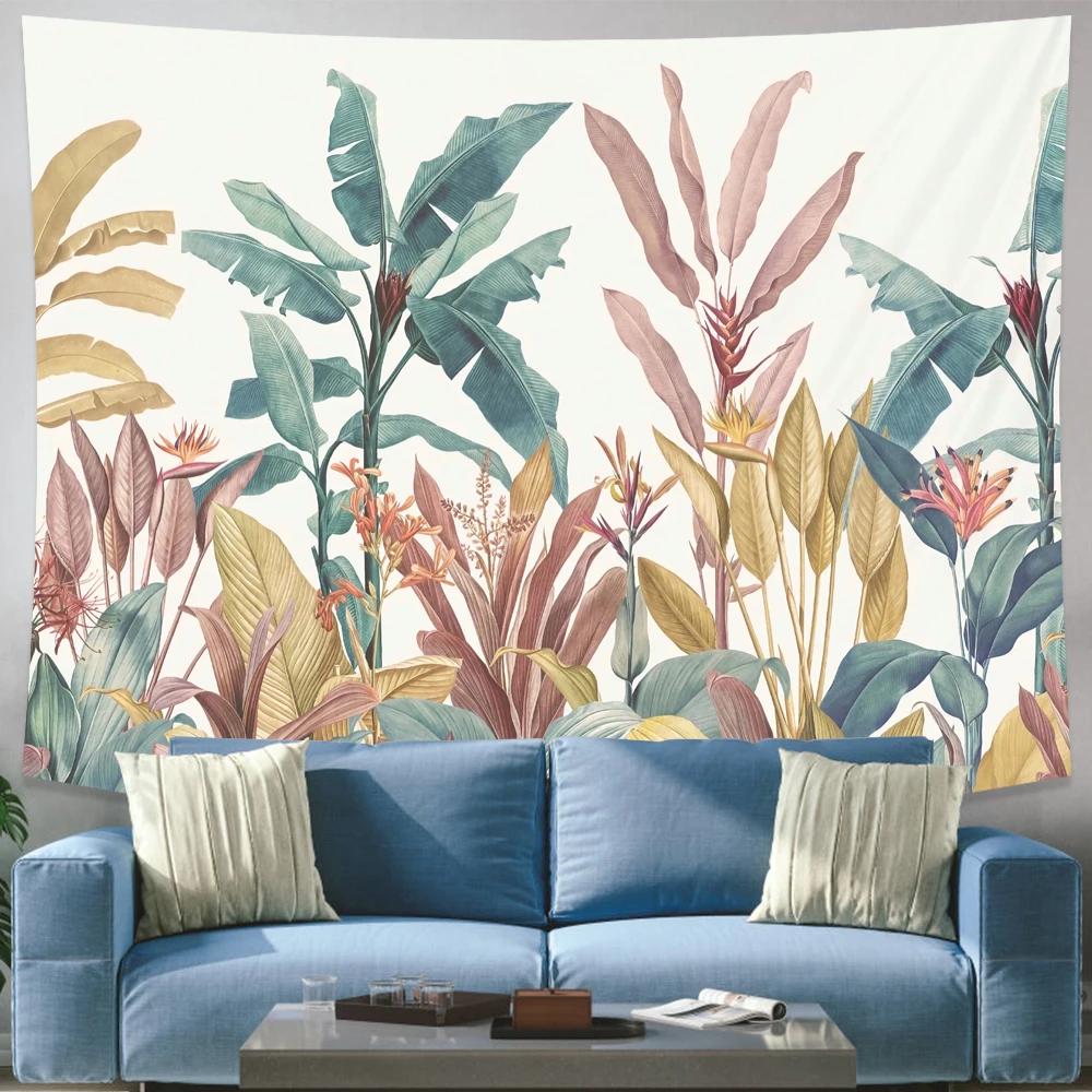 Natural Tropical Rain Forest Green Plant Banana Tree Tapestry Wall Hanging Tarot Hippie  Rugs Dorm Decor Blanket