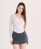 Akeumeseodeu Ribbon Lace Heart Scoop Neck Top [White]