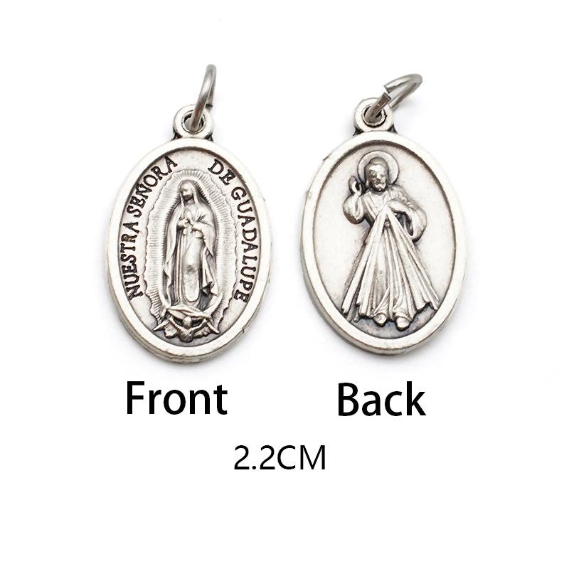 Breloques métalliques réversibles pour colliers, bracelets, accessoires de bricolage, grande médaille ovale de saint pour tout type de chaîne ou de collier, bijoux chrétiens