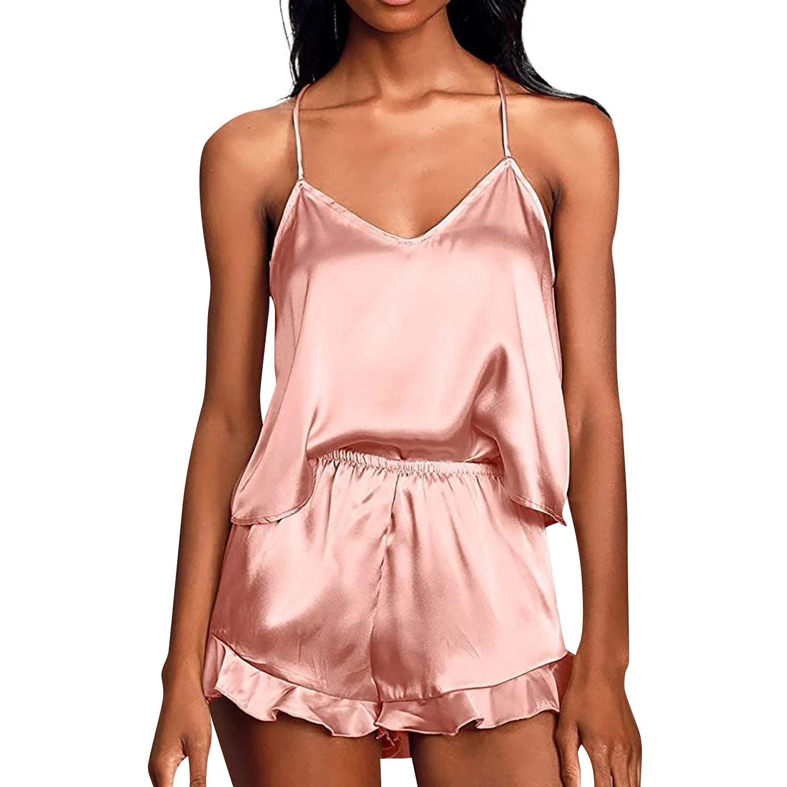 

Женский однотонный сексуальный модный свободный домашний пижамный комплект на бретельках XXL