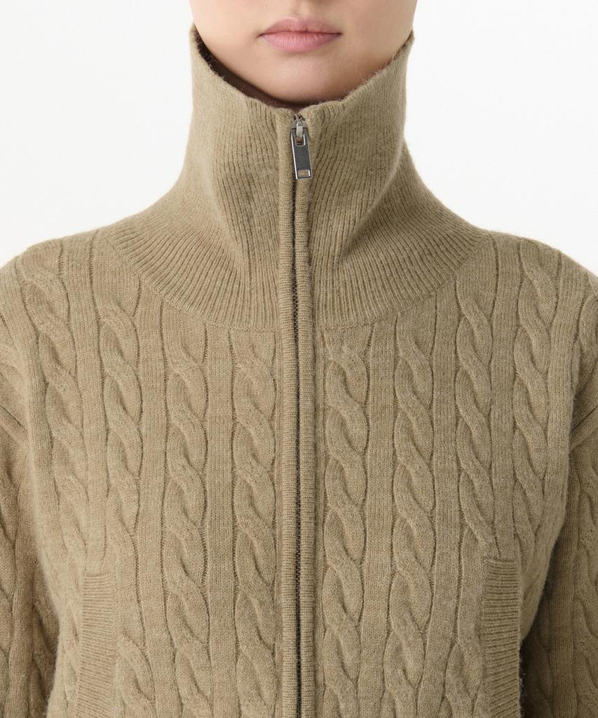 MUSINSA STANDARD WOMAN Women'S Cable Knit Zip-Up [Beige]