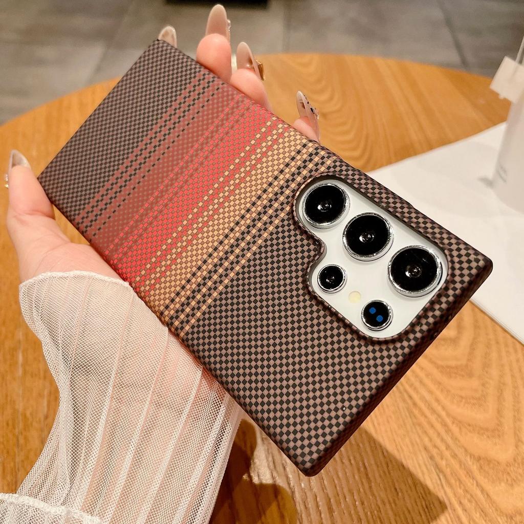 Carbon Fiber Texture Magnetic For Magsafe Case For Samsung S25 S24 S23 S22 Ultra Note 20 10 Plus Matte Ultra-Thin Hard PC Cover