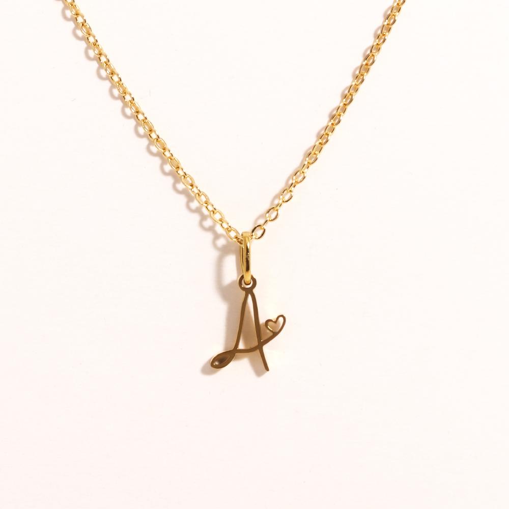 Charms Heart Initial Necklaces for Women,Gold Plated Letter Pendant Necklace, 26 Capital A-Z Stainless Steel Jewelry