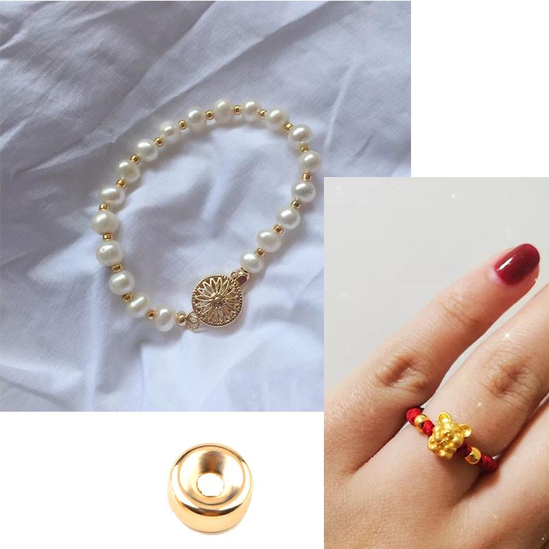 Pezzo unico 3-8mm Colore Oro Perline Rotonde Perline Distanziatrici Placcate Oro Perline Lisce a Ruota per Fai da Te Braccialetti Componenti per Gioielli