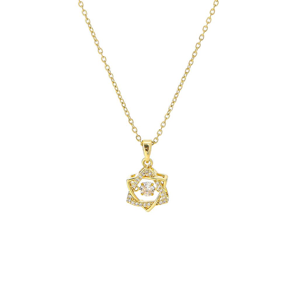 Rose Gold Flexible Six-Pointed Star Collarbone Necklace Titanium Steel Pendant Women Jewelry