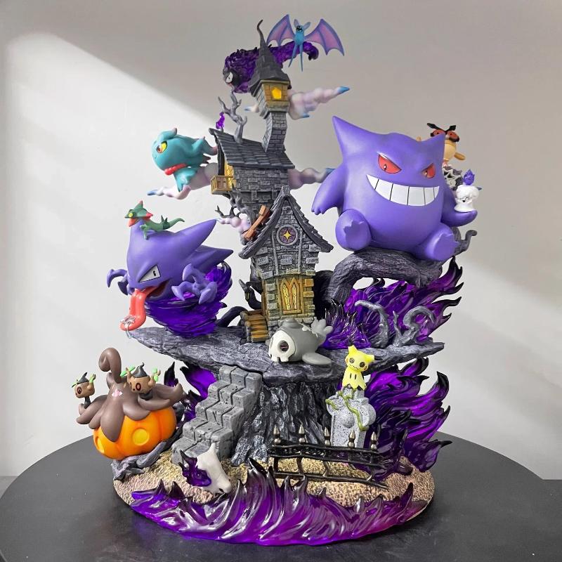

Latest Pocket Monster 31cm EGG Ghost Type Family Set Gengar Evolution Gk Figures Pvc Anime Static Statue Surprise Presents Playthings