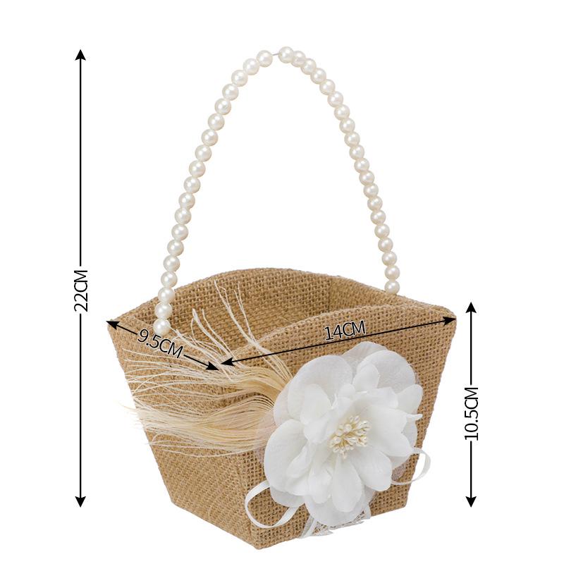 European Lace Bow Wedding Flower Girl Basket & Decorative Storage Basket