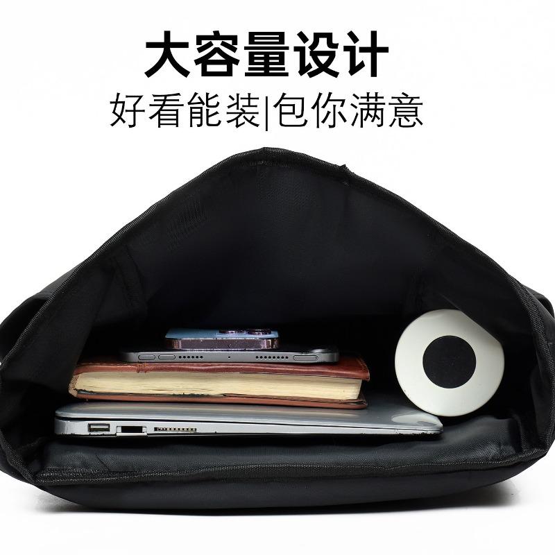 Roll mouth business backpack commuter laptop bag men's high-end sense backpack travel light function bag