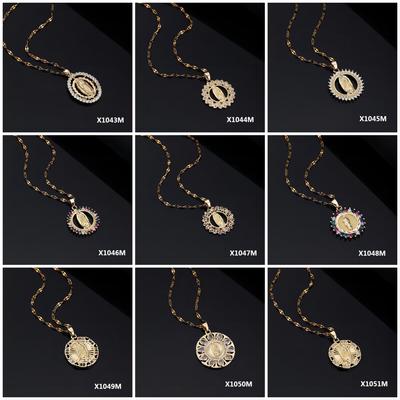 Fashion Religious Copper Micro-Set Colored Zircon Pendant Women'S Jewelry God Necklace