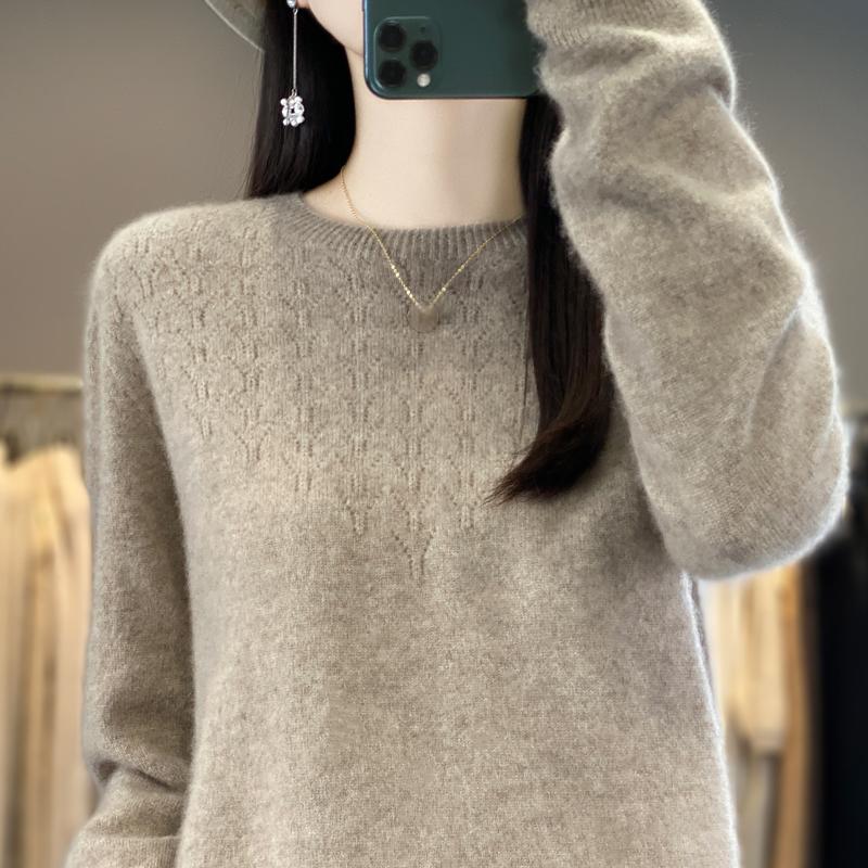 

Women s cashmere sweater Qinghe cashmere 30% cashmere 70% wool autumn and winter pullover warm and fashionable XXL коричневий