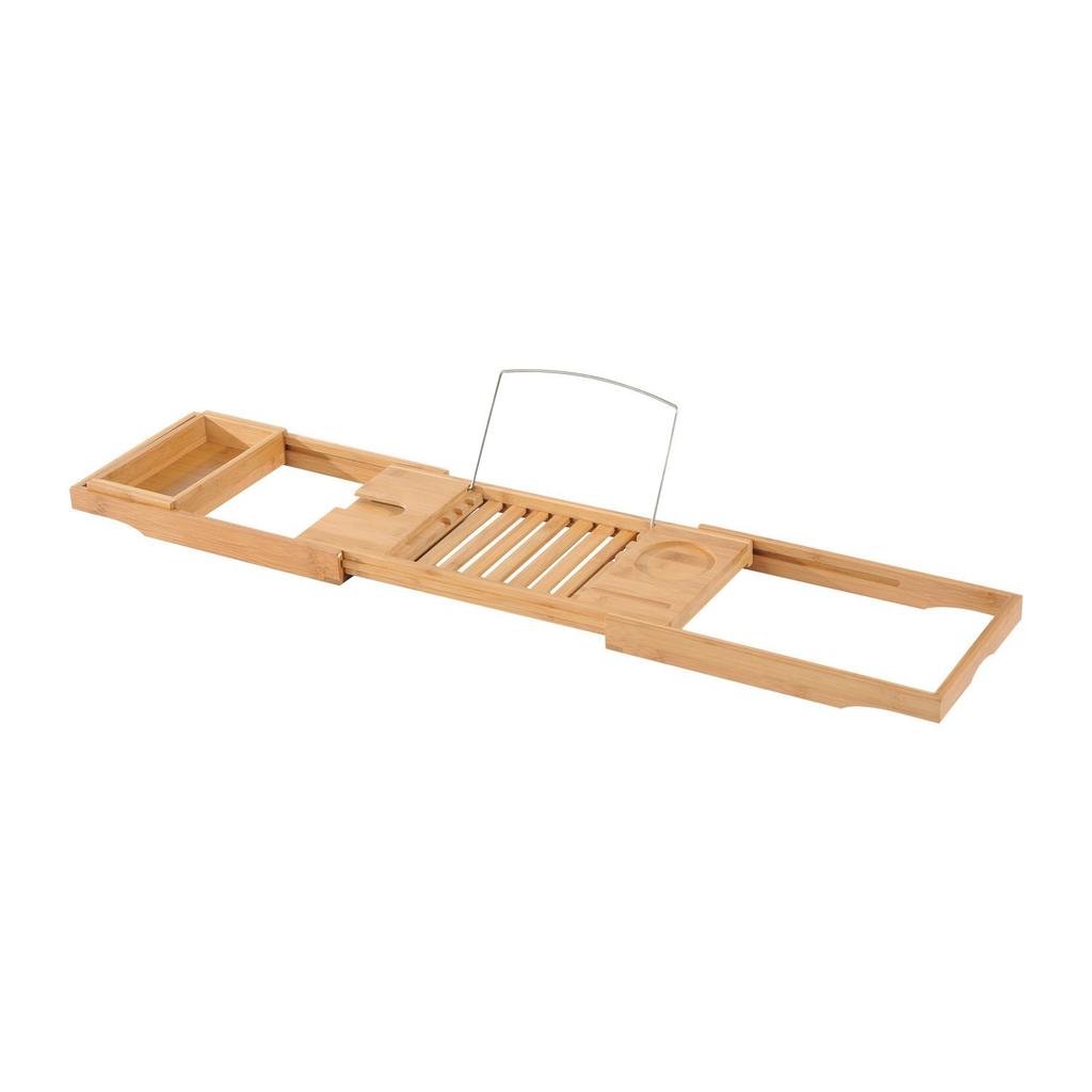 Bathtub Tray Bamboo Adjustable Bathtub Board Bathtub Tray for Book, iPad, Phone, SPA