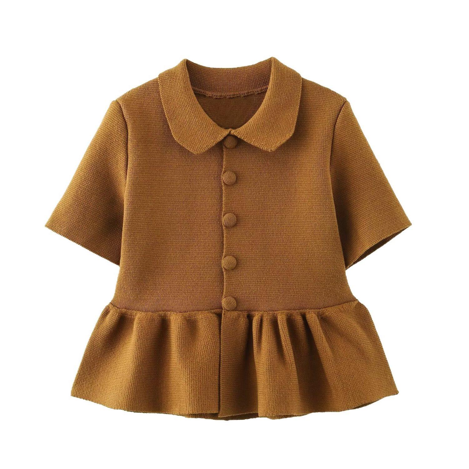 

TAOP&ZA Spring Women s Elegant Short-Sleeve Knitted Cardigan Skirt Set Small