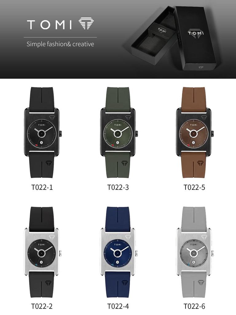 TOMI Square Calendar Watch - Korean Style Student Strap Watch