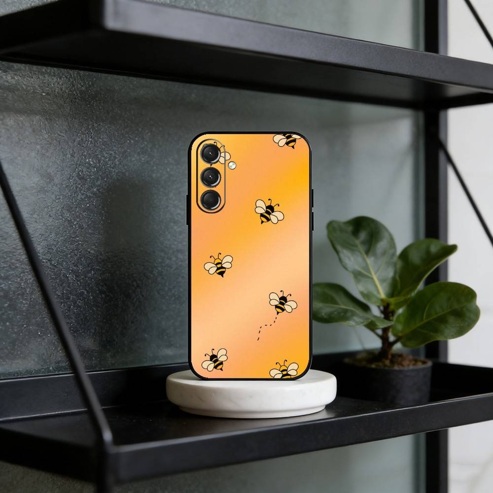 C-Cute Cartoon Bee Phone Case For Samsung Galaxy A73,A21s,A22,A31,A52,A53,A71,A41Soft Black Shell