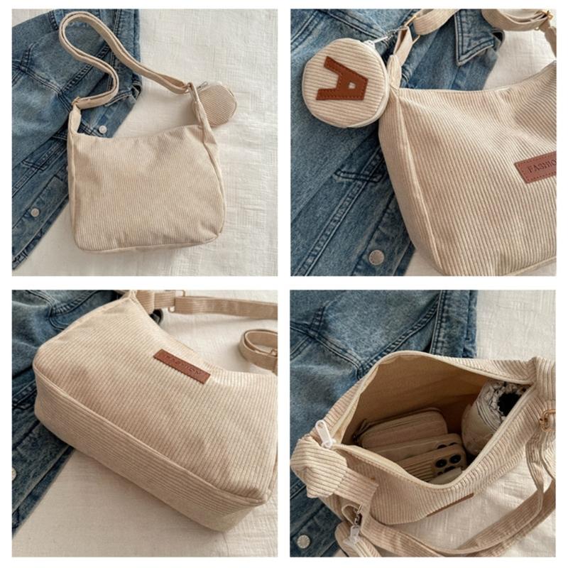 2024 NEW Crossbody Bag Corduroy Shoulder Bags Large Capacity School Book Bag Fashion Bags for Teen Girl Student