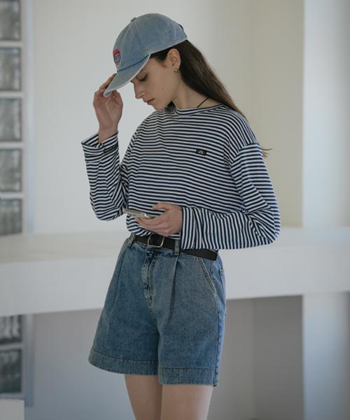 Nounbeleo Soft Touch Loose Fit Stripe T-Shirt_Blue