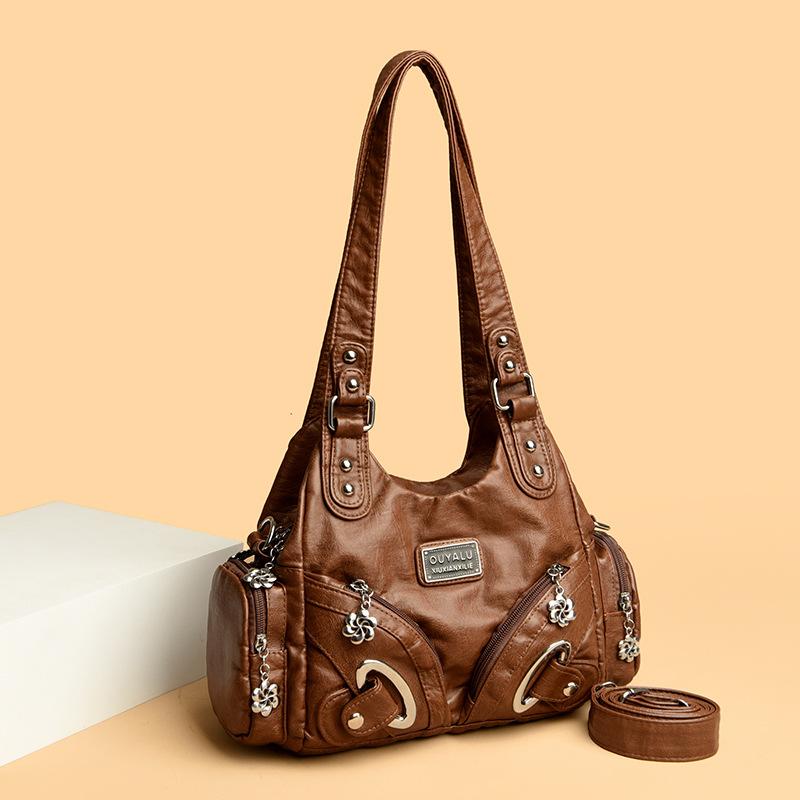 Soft Leather Motorcycle Bag, Slanted Cross-body Single Shoulder Bag, Women's Bag, Single Shoulder Bag