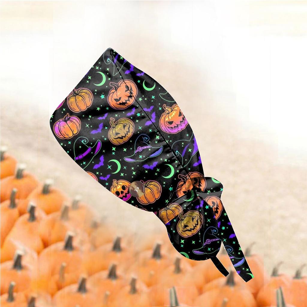 Nurse Halloween Surgical Cap Doctor Hat Baotou Caps Sweat-absorbent Towel Buckle Printing Pure Cotton Fashion Hats For Women Men