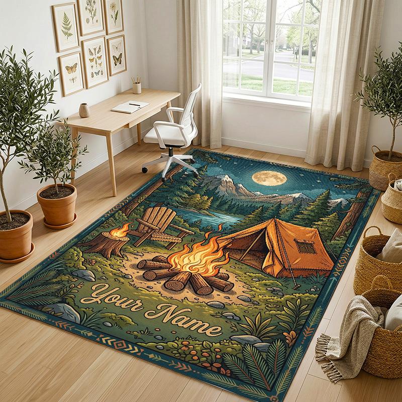 Adventure Journey Theme Crystal Velvet Rug Personalized Custom Name Text Soft Floor Mat Home Decor